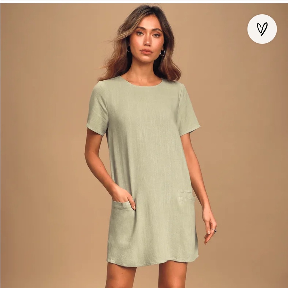 Lulus Sage Short Sleeve Shift Dress